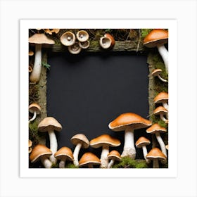 Mushroom Frame On Moss Art Print