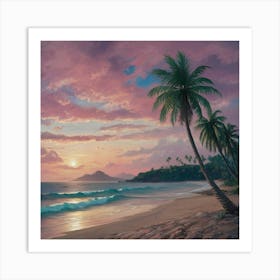 Sunset At The Beach Art Print