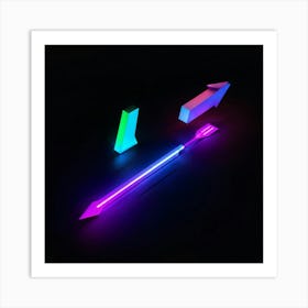 Abstract Navigation Arrows Glowing Neon Colors Against A Dark Gradient Background Suggested Moveme (4) Art Print