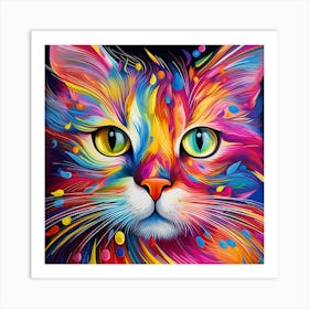 Colorful Cat Painting Art Print