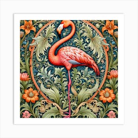 william morris Style Flamingo 1 Art Print