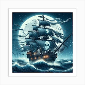 A ghost pirate ship Art Print