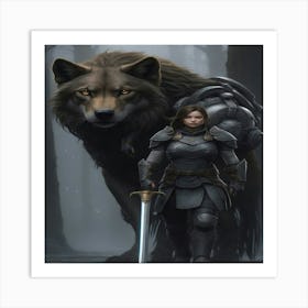 Wolf And Woman Art Print