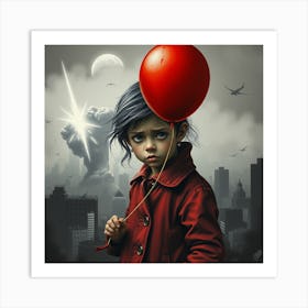 Little Girl With Red Balloon Art Print