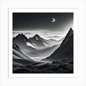 Moonlight In The Mountains 3 Art Print