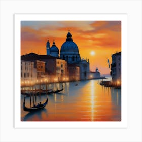 Venice At Sunset 1 Art Print