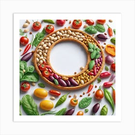 Frame Created From Legumes On Edges And Nothing In Middle Ultra Hd Realistic Vivid Colors Highly (4) Art Print