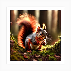 Red Squirrel In The Forest 3 Art Print