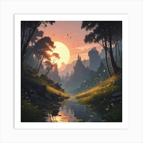 Sunset In The Forest 3 Art Print