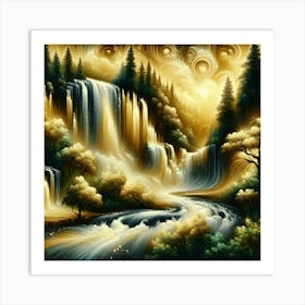 Waterfall Painting 4 Art Print