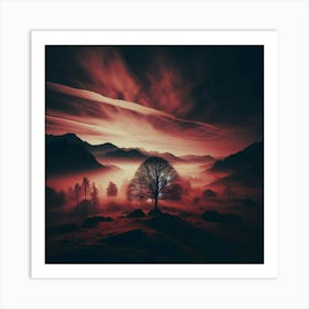 Lone Tree In The Fog 2 Art Print