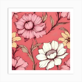 Pink Flowers 5 Art Print