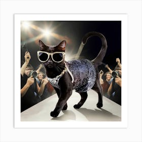 Catwalk Cat Art Print