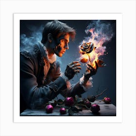 Man Holding A Rose Art Print