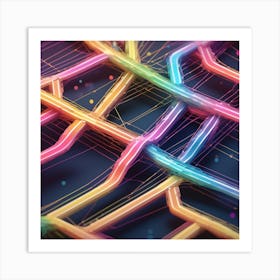 Abstract Colorful Network Art Print