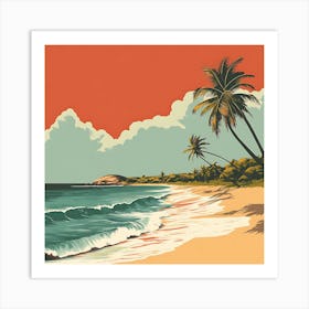 Tropical Beach With Palm Trees Art Print