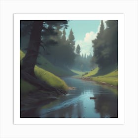 River In The Forest 74 Art Print