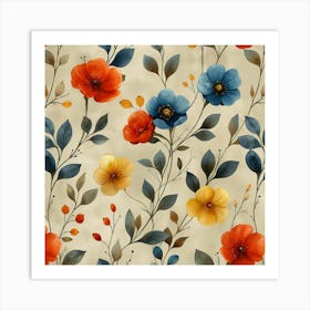 Watercolor Floral Pattern Art Print