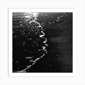 Calm Waves Close Up  Black And White Ocean Photography Square Art Print