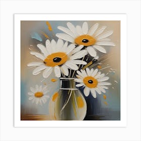 Daisies In A Vase Abstract 3 Art Print