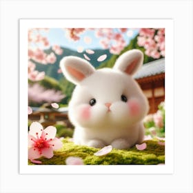 Bunny In Cherry Blossoms Art Print