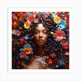 Portrait Of A Woman With Curly Hair 4 Art Print