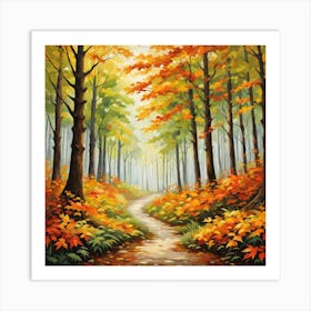 Forest In Autumn In Minimalist Style Square Composition 293 Art Print