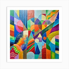 Abstract Painting in Vibrant Pop Palette 3 Art Print