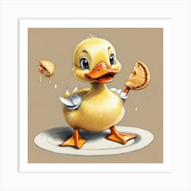 Duck With Pie Art Print