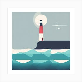 Lighthouse Ocean Nautical Sea Minimal Minimalist Art Print