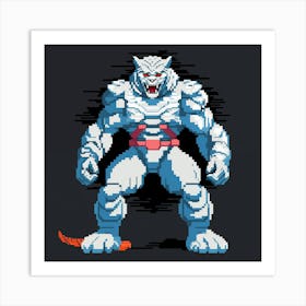 Pixel Art - White Tiger Fighter #3 Art Print