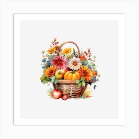 Basket Of Flowers 1 Art Print