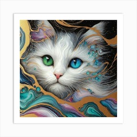 Cat In The Bubbles Art Print