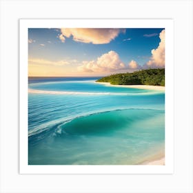 Tropical Beach At Sunset Art Print