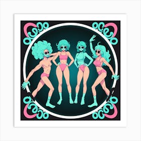 Four Girls In Bikinis 3 Art Print