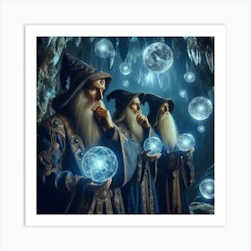 Wizards thinking on the universe Art Print