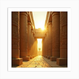 Majestic Temple Of Karnak Bathed In Golden Sunlight 1 Art Print