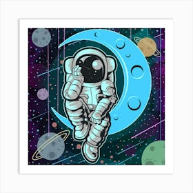 Astronaut In Space Art Print