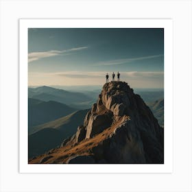 People Standing On Top Of Mountain 1 Art Print