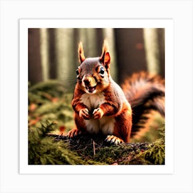 Squirrel In The Forest 138 Art Print