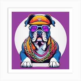 Bulldog With Sunglasses cool Art Print