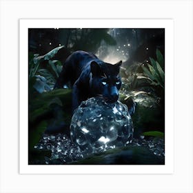 Bejewelled Black Panther, playing on the low or preying? Art Print