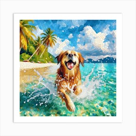 Golden Retriever On The Beach 1 Art Print