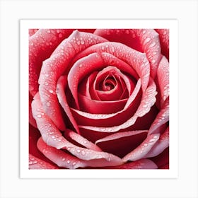 Red Rose With Water Droplets Art Print