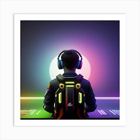 Gamer With Headphones Art Print