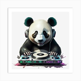 Panda Bear Dj, Urban Style Generated By Ai Art Print