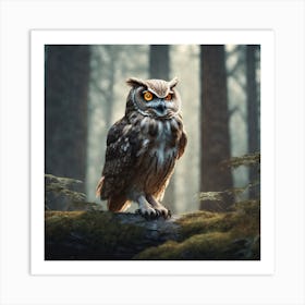 Owl In The Forest 54 Art Print