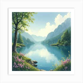 Dignified Empress In A Watercolor Serene Lake View 1 Art Print