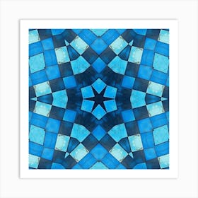 Abstract Blue Star Pattern Art Print