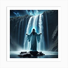 Jesus In The Waterfall 1 Art Print